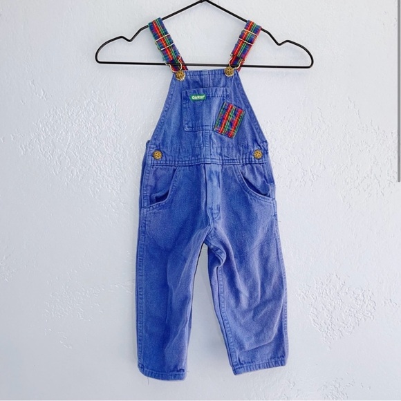 OshKosh B'gosh Other - Oshkosh B'Gosh VINTAGE PLAID AND BLUE OVERALLS 2T VESTBAK